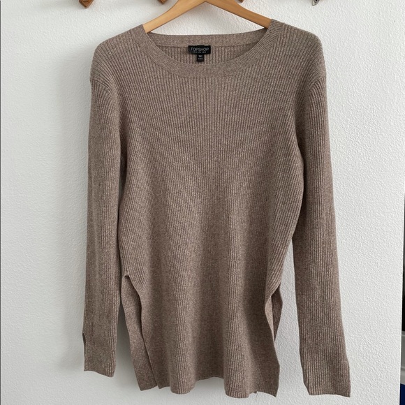 TOPSHOP Split Hem Ribbed Tunic - Picture 1 of 8